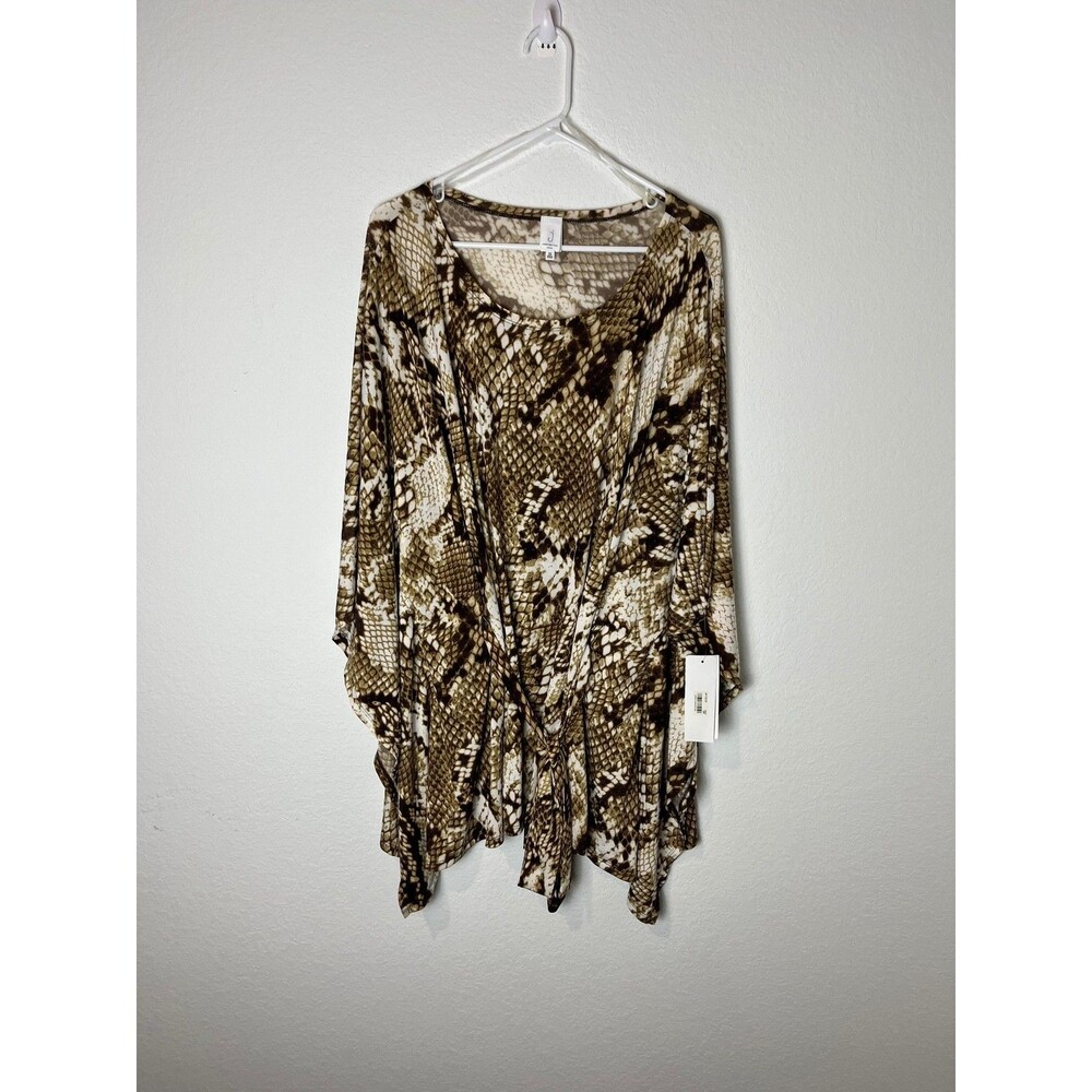 Jones New York‎ Cardigan Womens 3X Brown Snake Print Tie Front Kimono Top NWT
